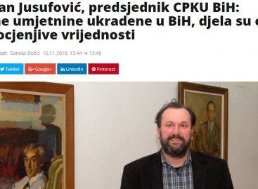 Mediji: Dženan Jusufović, predsjednik CPKU BiH: Brojne umjetnine ukradene u BiH, djela su od neprocjenjive vrijednosti