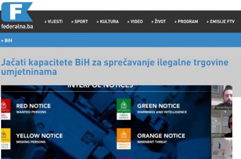 MEDIJI (FENA): Jačati kapacitete BiH za sprječavanje ilegalne trgovine umjetninama
