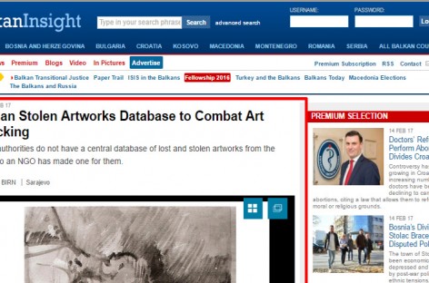 From media: Bosnian Stolen Artworks Database to Combat Art Trafficking