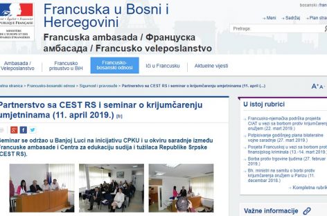 Francuska ambasada u Bosni i Hercegovini: Partnerstvo sa CEST RS i seminar o krijumčarenju umjetninama