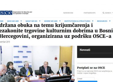OSCE.org: Održana obuka na temu krijumčarenja i nezakonite trgovine kulturnim dobrima u Bosni i Hercegovini, organizirana uz podršku OSCE-a (BHS/ENG)