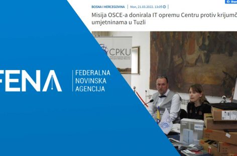 FENA.BA: Misija OSCE-a donirala IT opremu Centru protiv krijumčarenja umjetninama u Tuzli