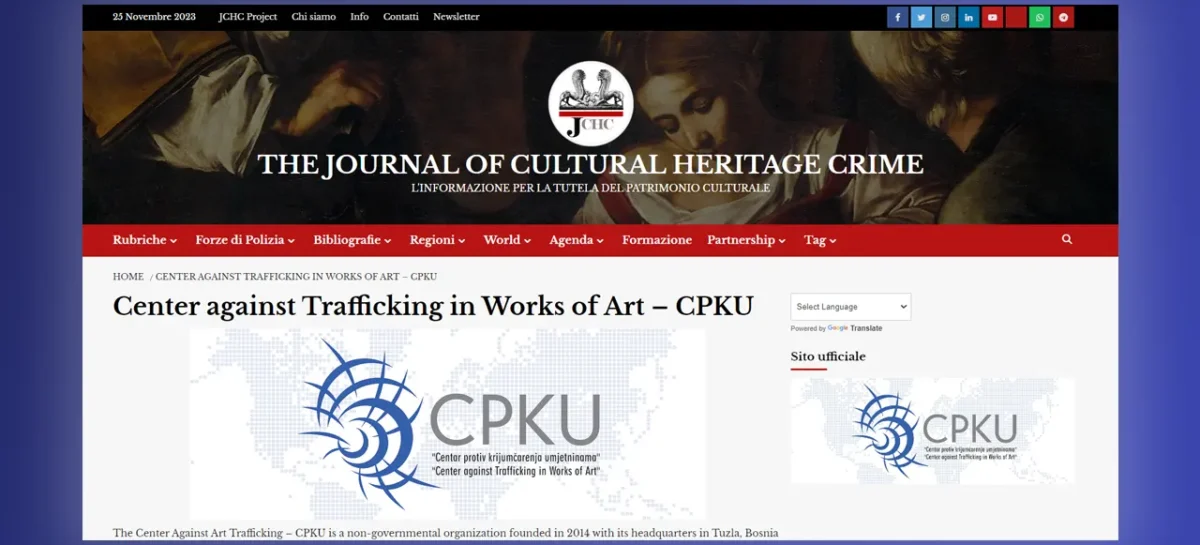 CPKU postao dio porodice medija “The Journal of Cultural Heritage Crime”